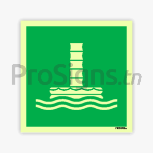 Panneau Photoluminescent / Phosphorescent / ‘Glow-in-the-dark’. PLE055 – Toboggan couvert d’évacuation marine