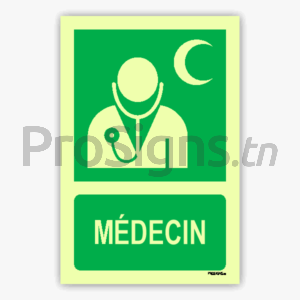 Panneau Photoluminescent / Phosphorescent / ‘Glow-in-the-dark’. PLE009m – Médecin