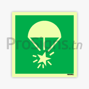 Panneau Photoluminescent / Phosphorescent / ‘Glow-in-the-dark’. PLE049 – Fusée éclairante à parachute
