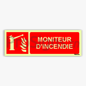 Panneau Photoluminescent / Phosphorescent / ‘Glow-in-the-dark’. PLF015hm - Moniteur d’incendie