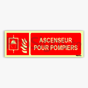 Panneau Photoluminescent / Phosphorescent / ‘Glow-in-the-dark’. PLF017hm - Ascenseur pour pompiers