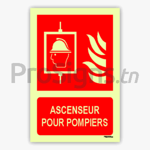 Panneau Photoluminescent / Phosphorescent / ‘Glow-in-the-dark’. PLF017m - Ascenseur pour pompiers