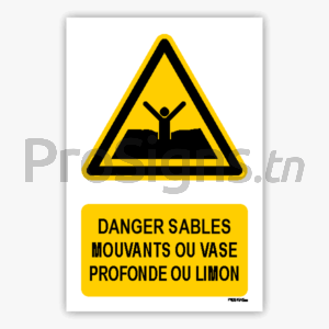 W061m - Danger Sables mouvants ou vase profonde ou limon