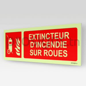 Panneau Photoluminescent / Phosphorescent / ‘Glow-in-the-dark’. PLF009hm - Extincteur d’incendie sur roues