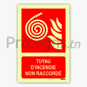 Panneau Photoluminescent / Phosphorescent / ‘Glow-in-the-dark’. PLF019m - Tuyau d’incendie non raccordé