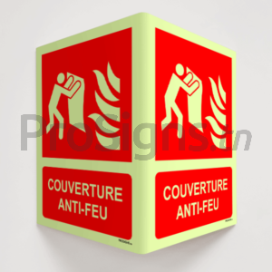 Plaque / Panneau angulaire 3D Photoluminescent / Phosphorescent. PA-PL-F0116m - Couverture anti-feu