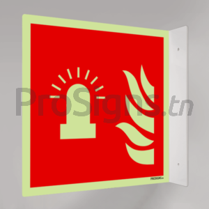 Plaque / Panneau drapeau. Photoluminescent / Phosphorescent. PD-PL-F018 - Feu clignotant d’alarme incendie
