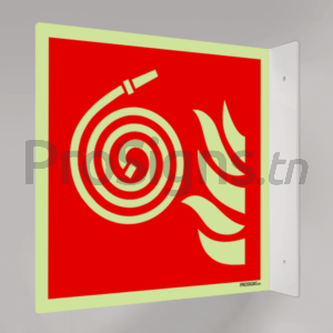 Plaque / Panneau drapeau. Photoluminescent / Phosphorescent. PD-PL-F019 - Tuyau d’incendie non raccordé