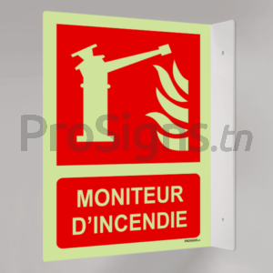 Plaque / Panneau drapeau Photoluminescent / Phosphorescent. PD-PL-F015m - Moniteur d’incendie