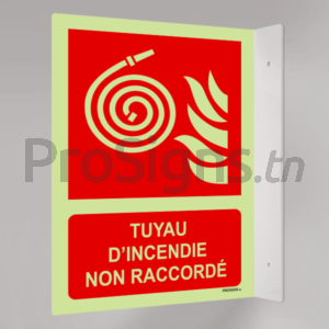 Plaque / Panneau drapeau Photoluminescent / Phosphorescent. PD-PL-F019m - Tuyau d’incendie non raccordé